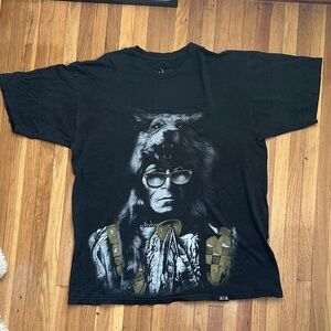 Men's Black Graphic Tee with Wolf Design